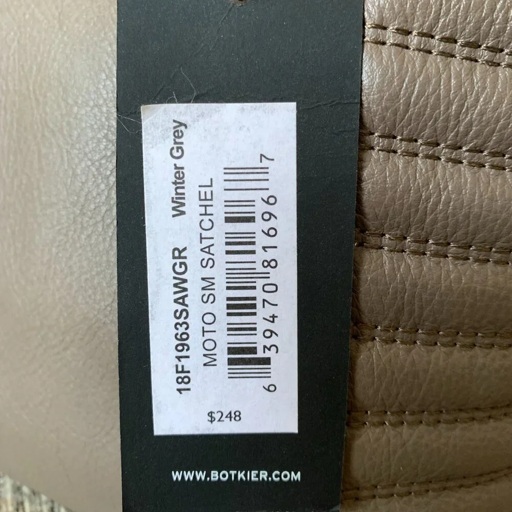 NWT Botkier Leather Top Handle Moto Satchel Winter Grey Quilted Panels MSRP $248 - Picture 12 of 15